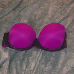 Purple Push-Up strapless PINK bra